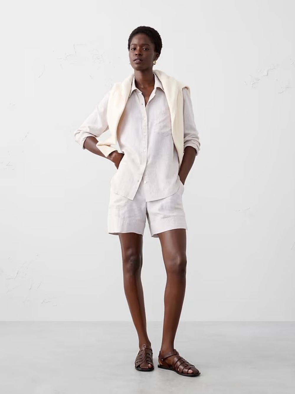 Light Cream Linen Blend Women’s Shorts
